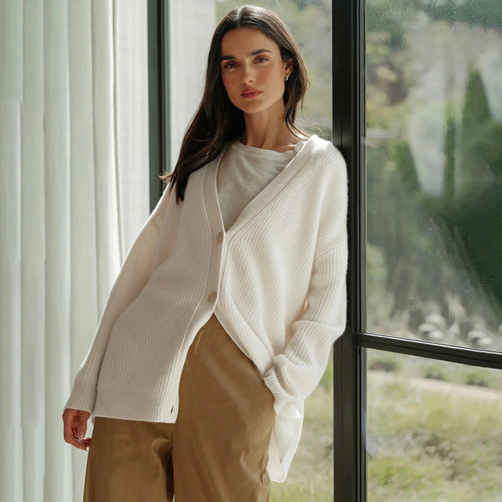 Levoire | Eng Ajustée Veste En Tricot Pour Femmes Ivoire