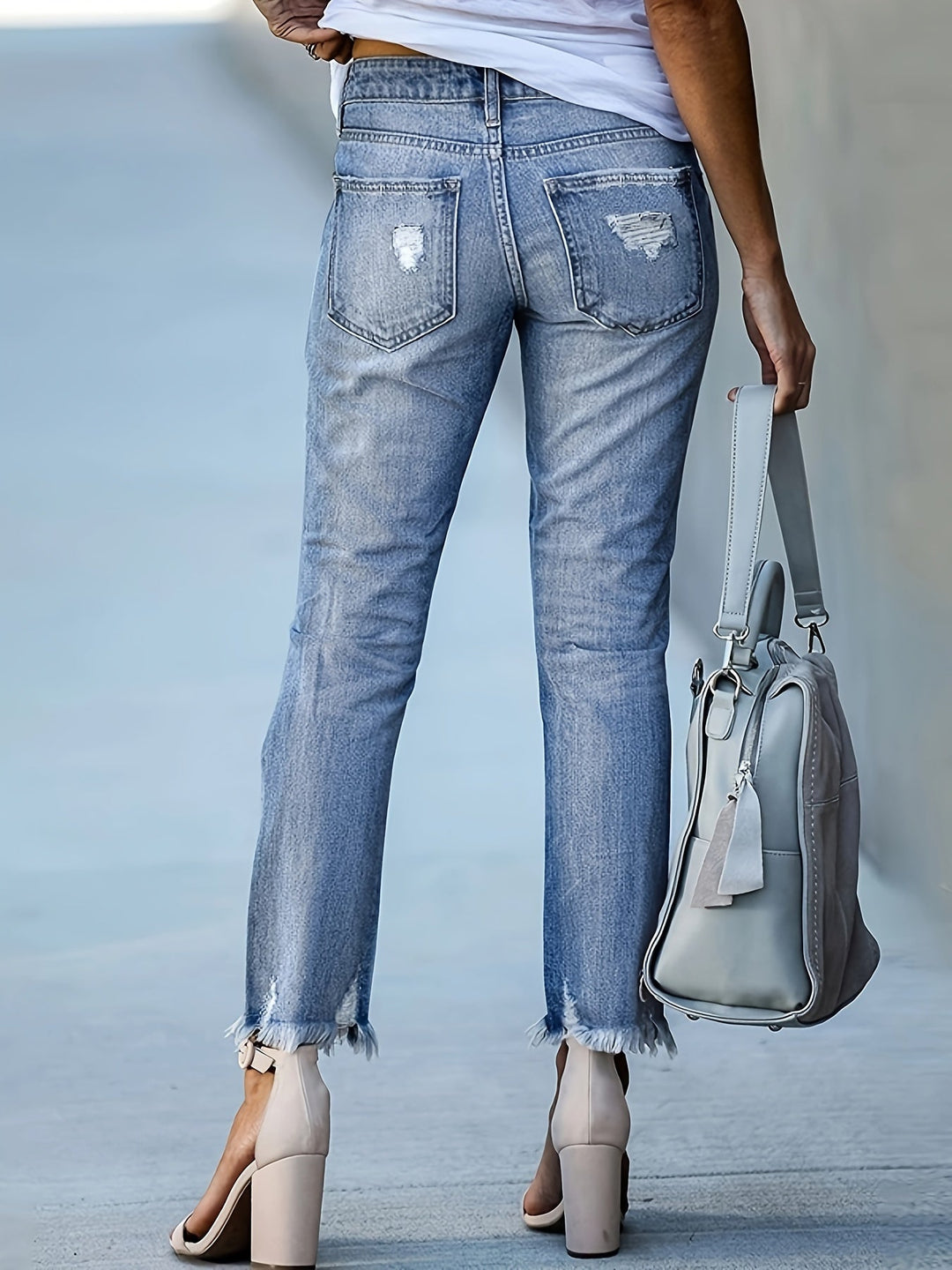Levoire | Jeans Déchirés Tendance À Taille Haute Et Jambes Droites