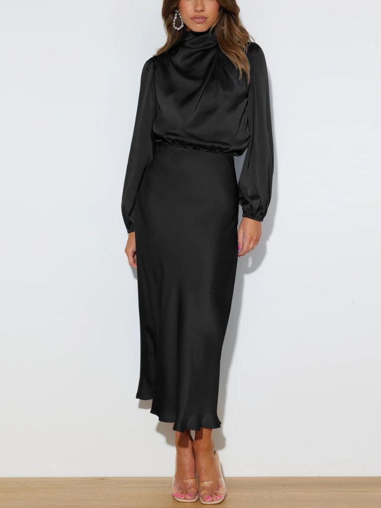 Levoire | Robe En Velours À Manches Longues Pour Femmes Noir