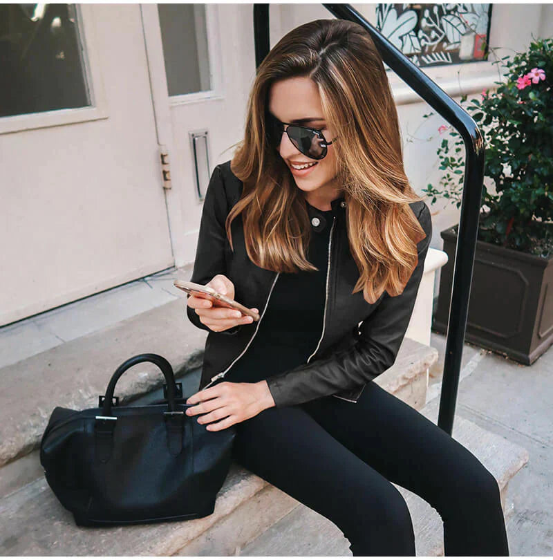 Levoire | Veste En Cuir Slim Avec Fermeture Éclair Pour Femmes