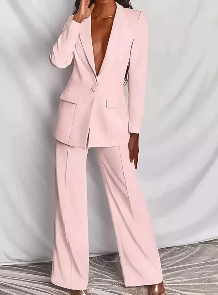 Levoire | Élégant Costume Pour Femmes Avec Blazer Et Pantalons Rose Claire