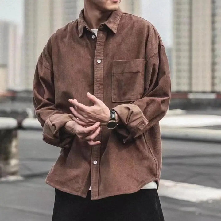 Levoire | Veste En Cord Avec Boutons Pour Hommes Braun