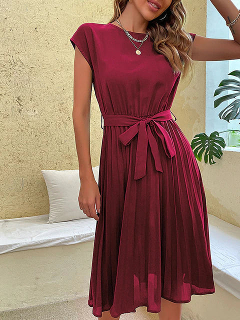 Levoire | Robe Mini Aérée Plissée Pour Femmes Vin rouge