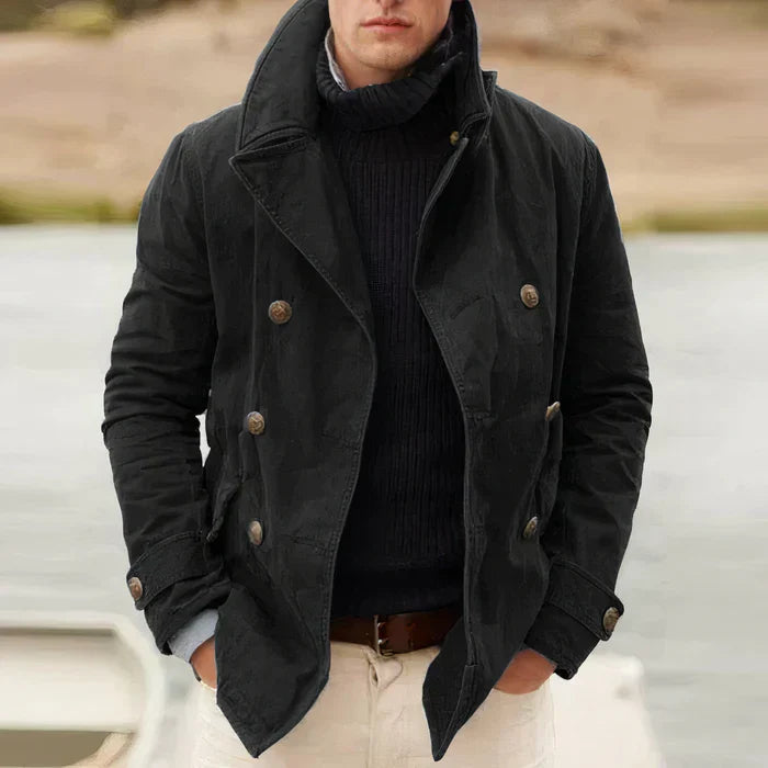 Levoire | Veste D'Automne Pour Hommes À Fermeture À Boutons Noir