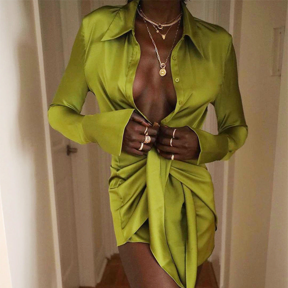 Levoire | Satin Manches Longues Bandage Robes Mini
