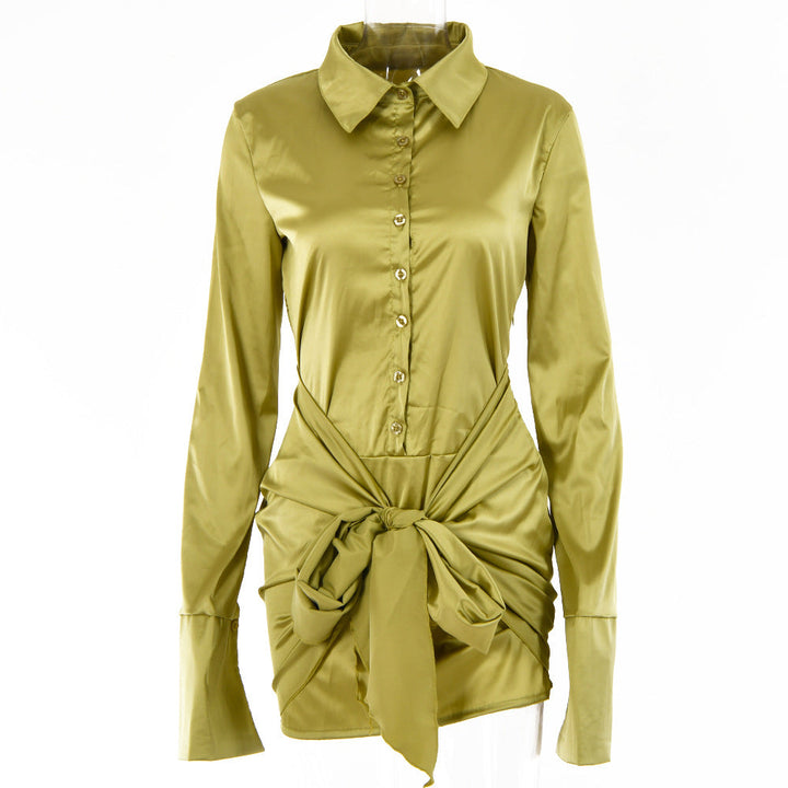 Levoire | Satin Manches Longues Bandage Robes Mini
