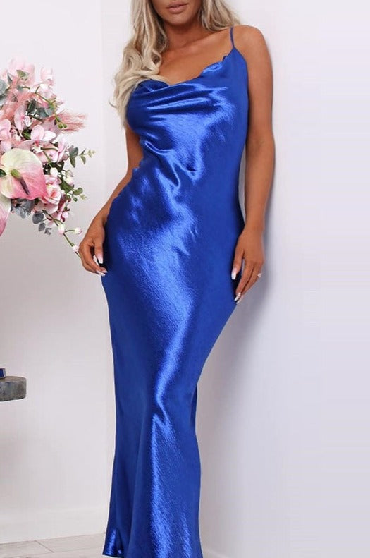 Levoire | Robe Longue Sans Dos À Bretelles Spaghetti En Satin