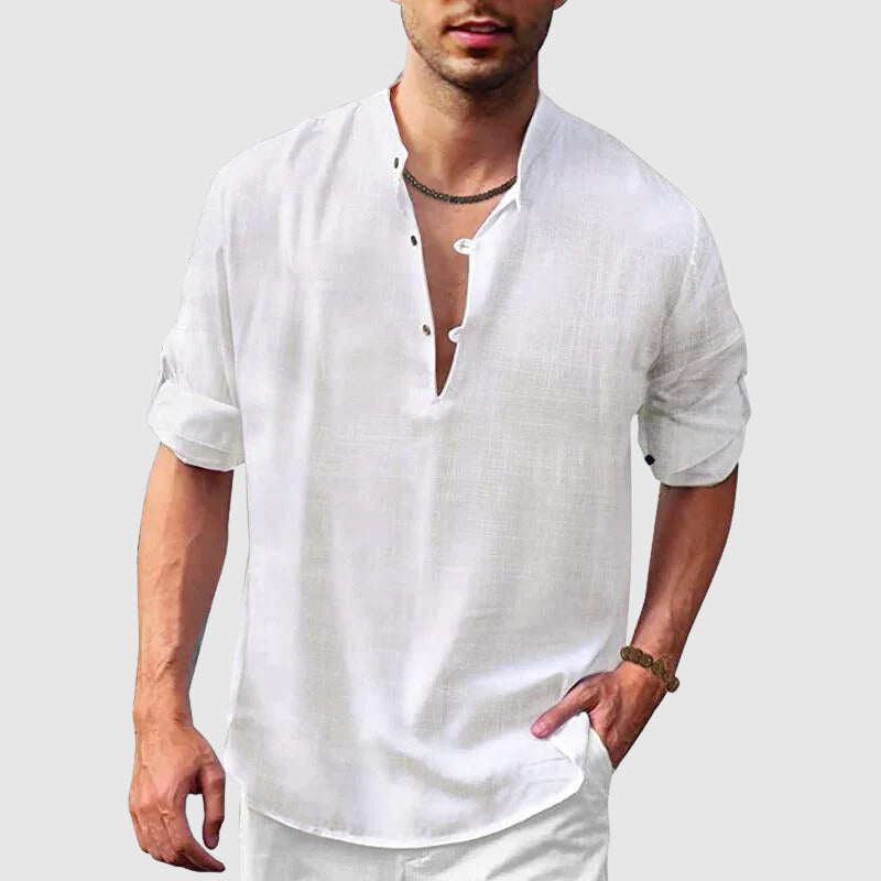 Levoire | Chemise En Lin Décontractée Pour Hommes À La Plage Blanc