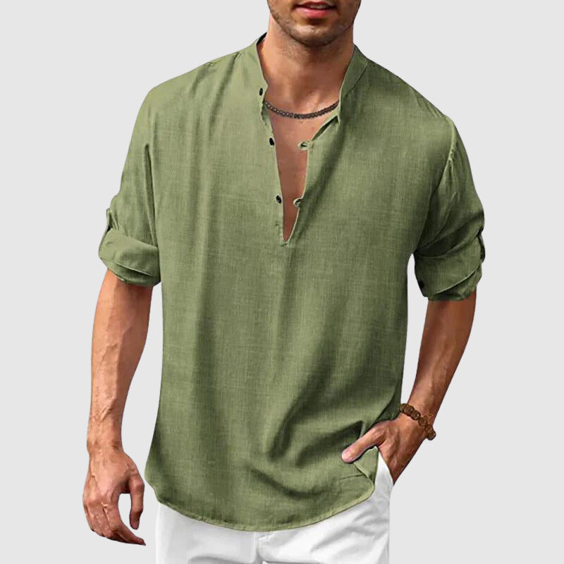 Levoire | Chemise En Lin Décontractée Pour Hommes À La Plage Vert
