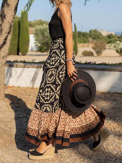 Levoire | Jupe D'Été Longue Au Style Rétro Boho Noir