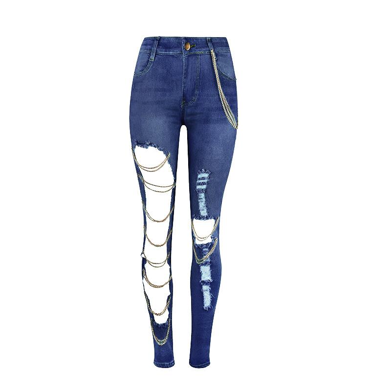 Levoire | skinny répété avec chaîne BLEU MARINE