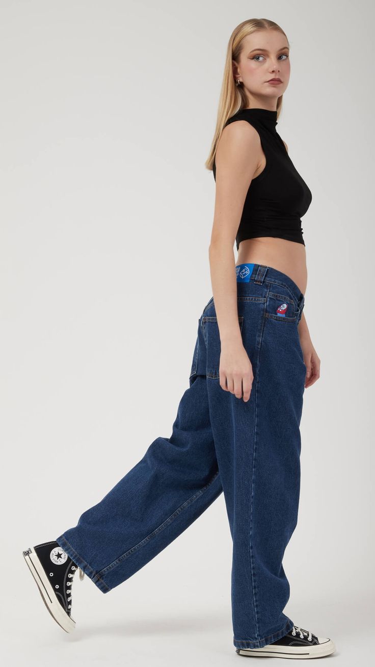 Levoire | Large Cut Trendy Jeans Pour Femmes Bleu foncé