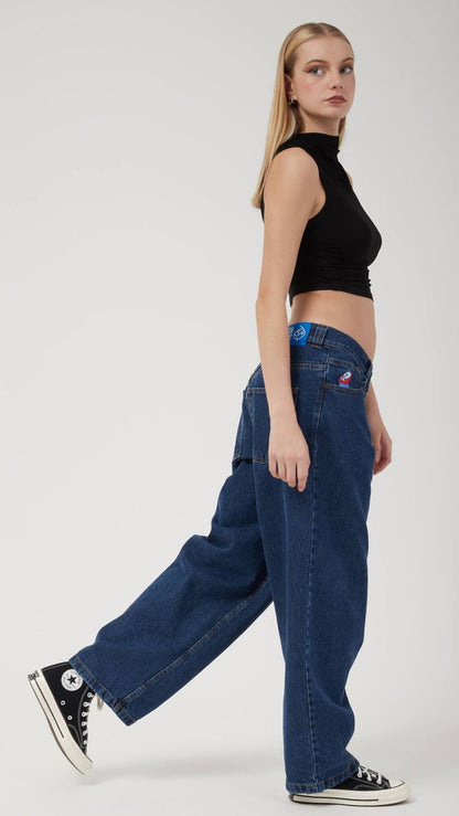 Levoire | Large Cut Trendy Jeans Pour Femmes Bleu foncé