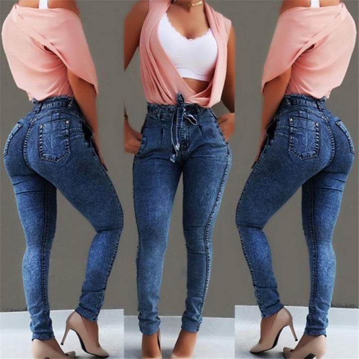 Levoire | taille haute slim ceinture BLEU FONCÉ