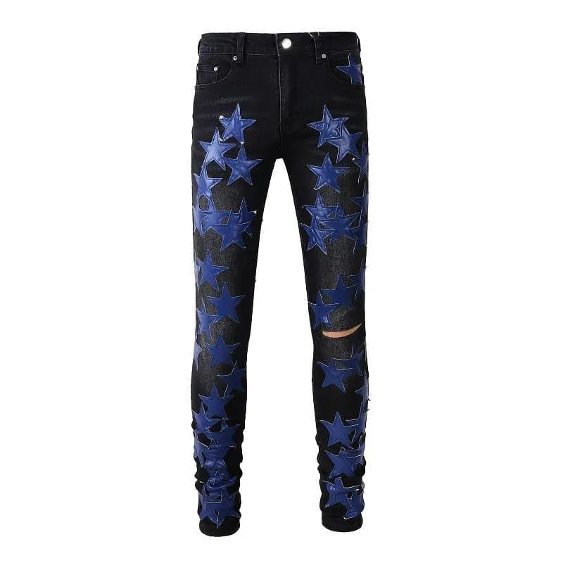 Levoire | Pantalons étoilés noirs pour hommes Noir