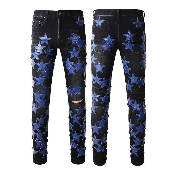 Levoire | Pantalons étoilés noirs pour hommes