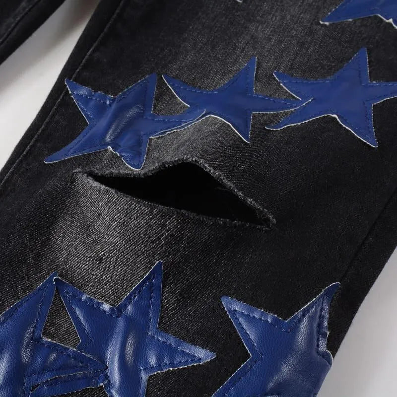 Levoire | Pantalons étoilés noirs pour hommes