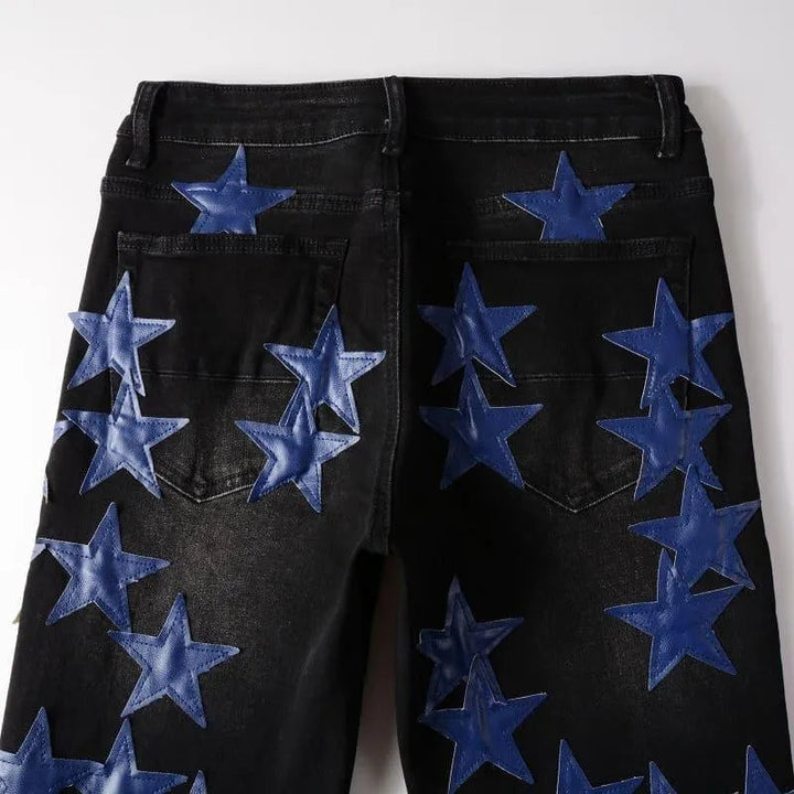 Levoire | Pantalons étoilés noirs pour hommes