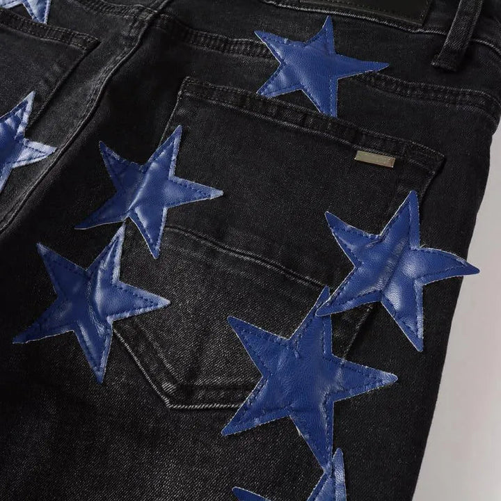 Levoire | Pantalons étoilés noirs pour hommes