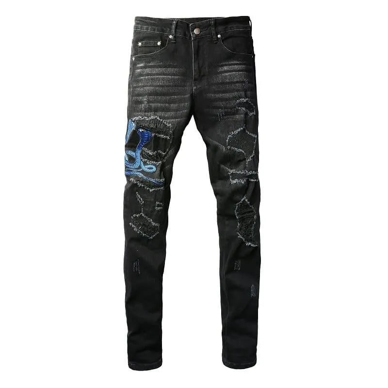 Levoire | Pantalon slim Cobra pour hommes Jeans noirs
