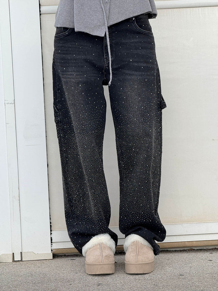 Levoire | Pantalons larges tendance en denim Noir