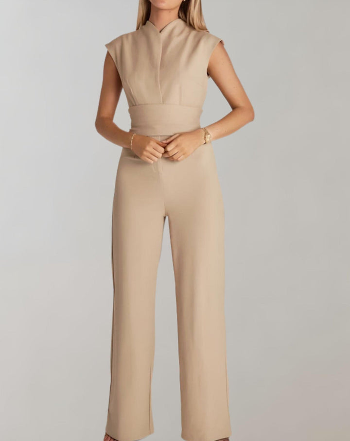 Levoire | Combinaison Élégante Avec Jambe Évasée Beige