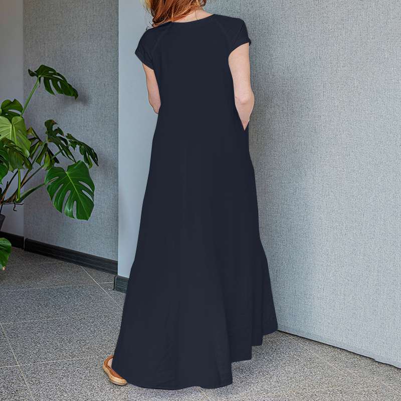 Levoire | Robe Maxi Élégante Avec Décolleté En V Et Manches Courtes