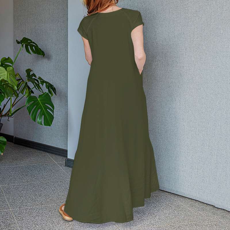 Levoire | Robe Maxi Élégante Avec Décolleté En V Et Manches Courtes