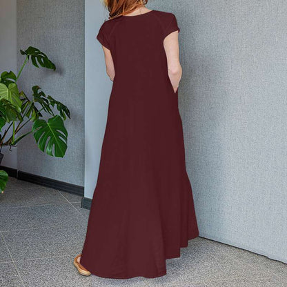 Levoire | Robe Maxi Élégante Avec Décolleté En V Et Manches Courtes