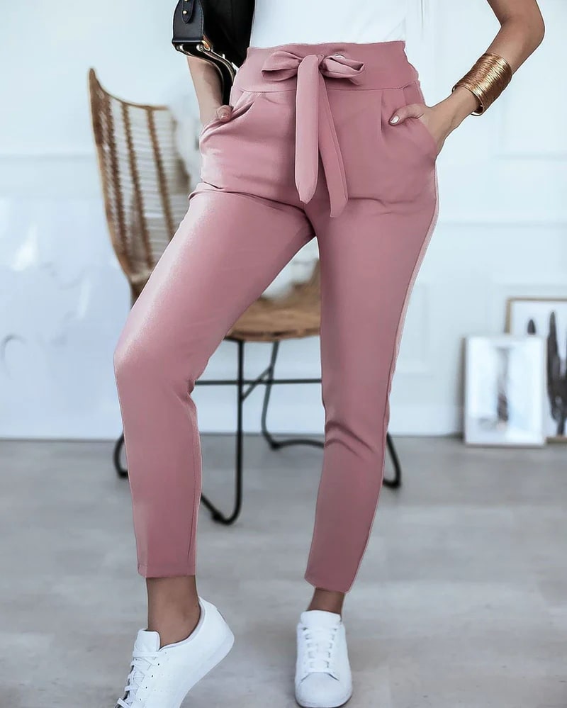 Levoire | Pantalon Élégant Avec Détail De Nœud Pour Femmes Rosa