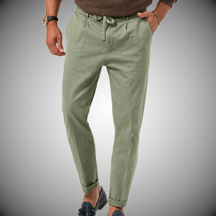 Levoire | Pantalons En Lin Pour Hommes Vert
