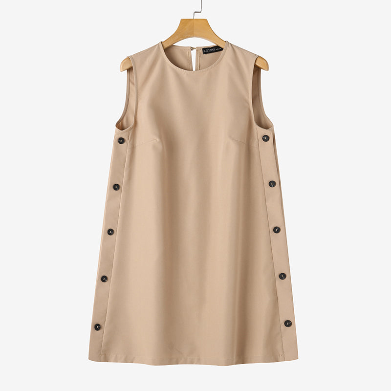 Levoire | Robe Mini Sans Manches Avec Détails En Bouton