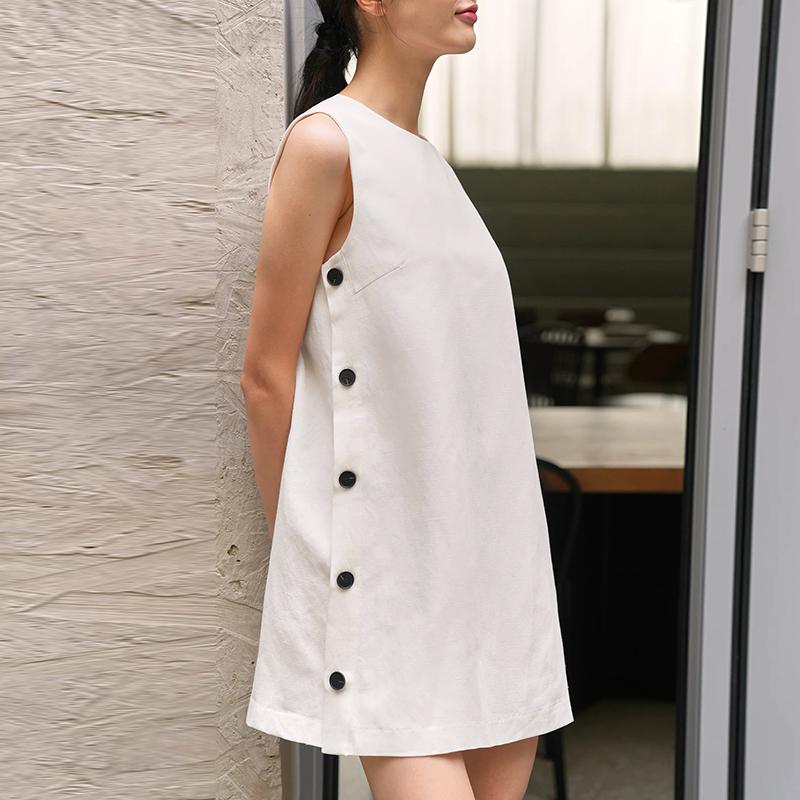 Levoire | Robe Mini Sans Manches Avec Détails En Bouton