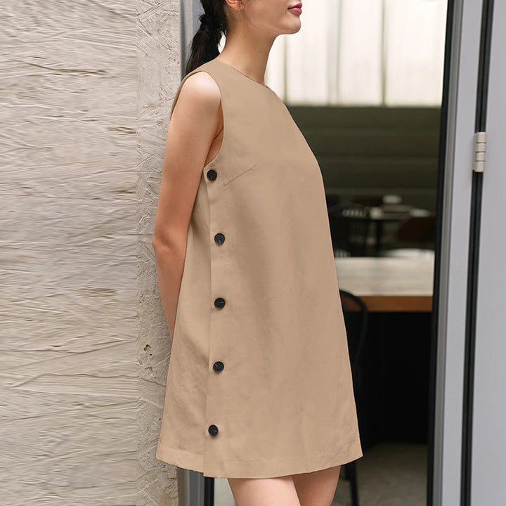 Levoire | Robe Mini Sans Manches Avec Détails En Bouton