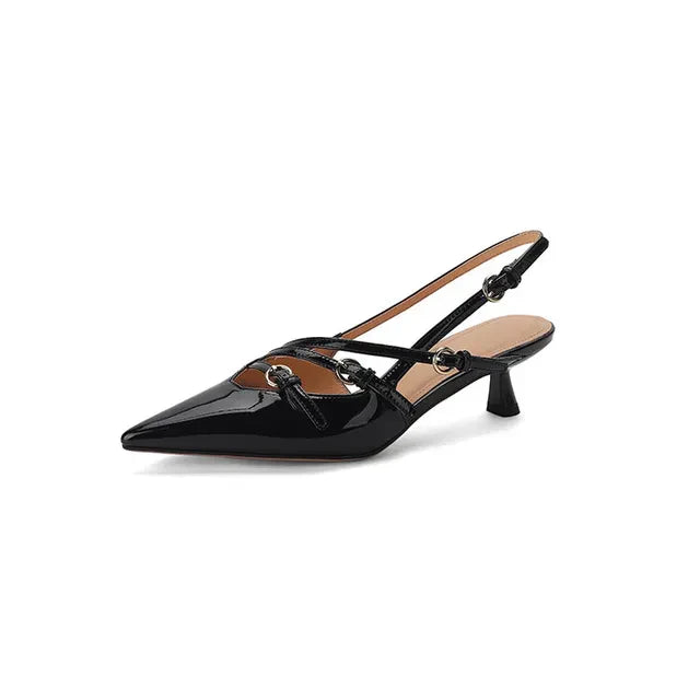 Levoire | Sandales En Cuir Rétro Avec Talon Et Boucle Noir