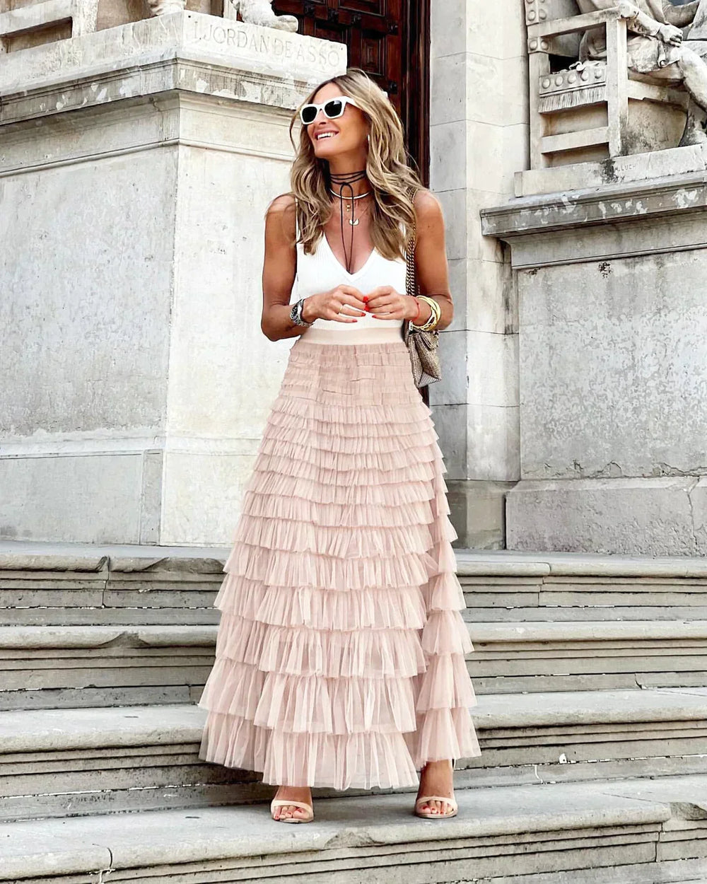 Levoire | Jupe Tendance Avec Taille Élastique Rosa
