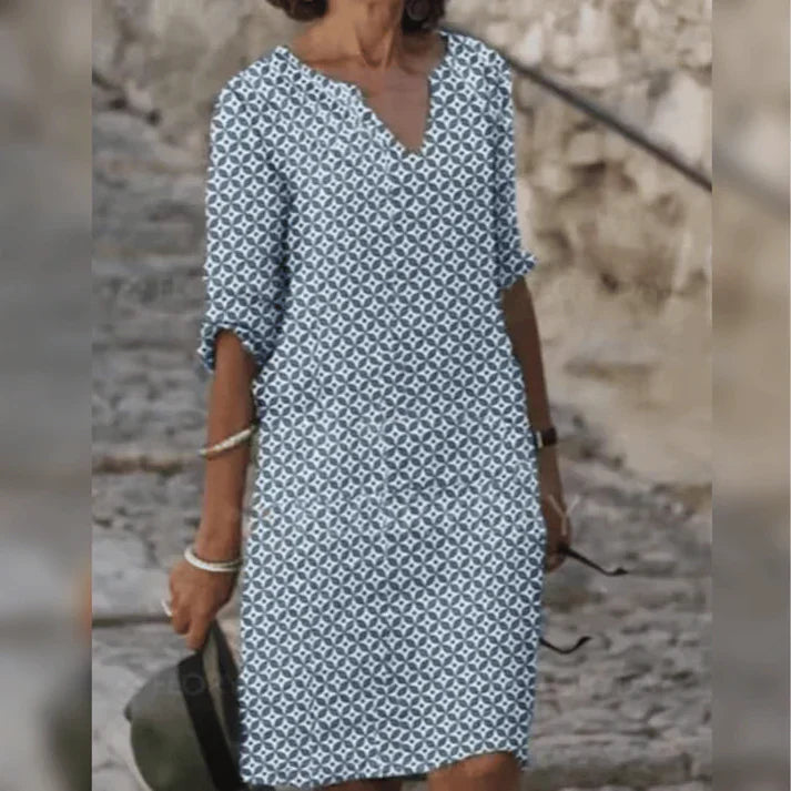 Levoire | Robe À Imprimé Géométrique Élégante Bleu