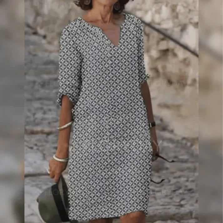 Levoire | Robe À Imprimé Géométrique Élégante Gris