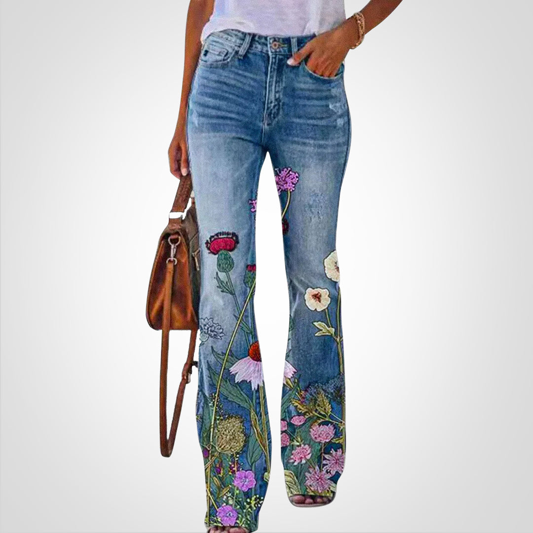 Levoire | Denim Fleur Motif Fleur rouge