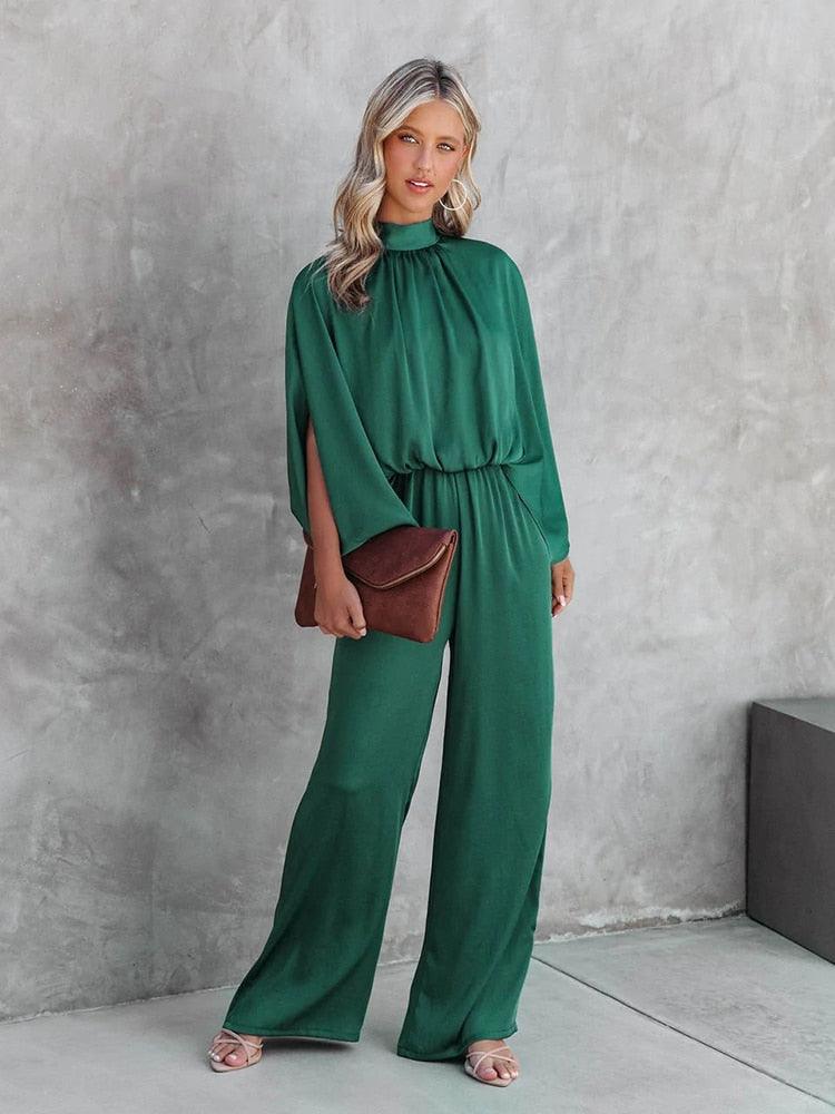 Levoire | Jambes Larges Vert Vêtements Élégants Pour Femmes