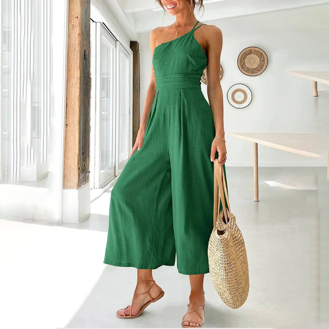 Levoire | Une Épaule Large Jambes Vêtements D'Été Élégants Vert foncé
