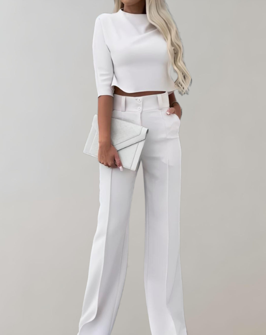Levoire | Ensemble Élégant 2 Pièces Pour Dames De Bureau Blanc