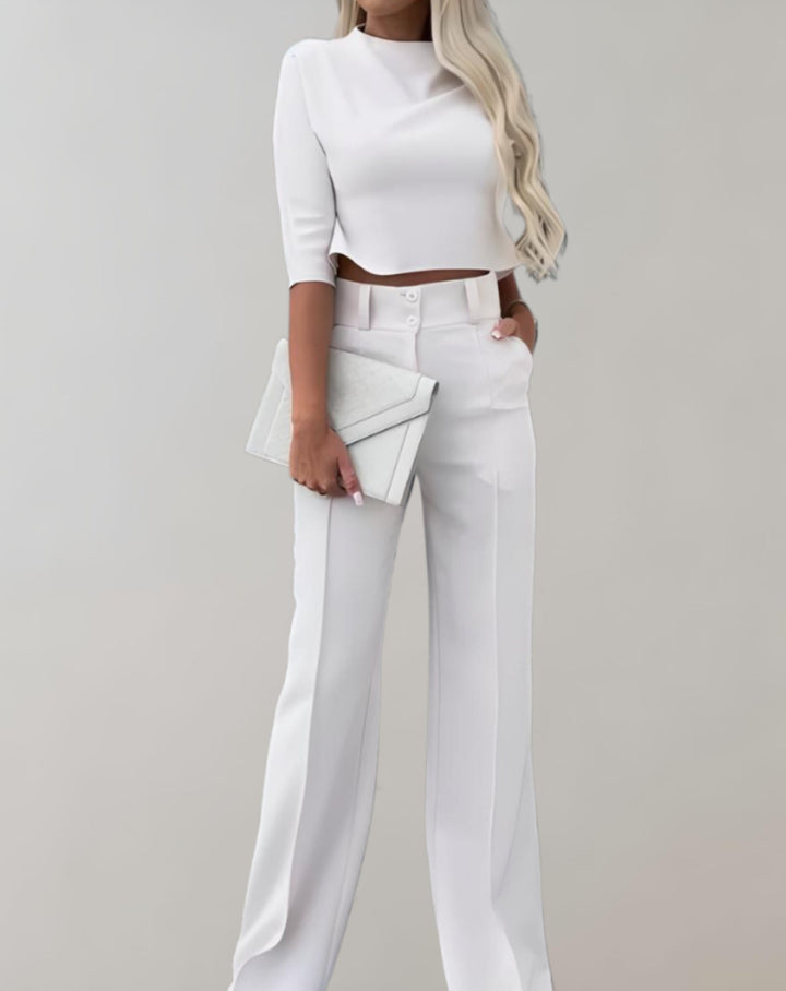 Levoire | Ensemble Élégant 2 Pièces Pour Dames De Bureau Blanc