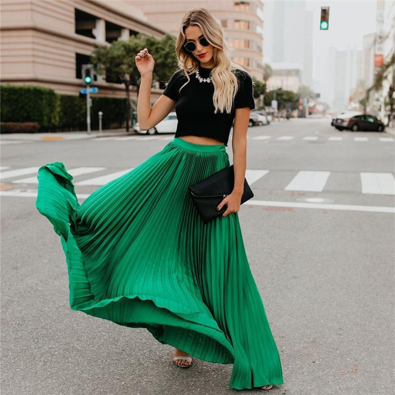 Levoire | robe longue unie plissée VERT