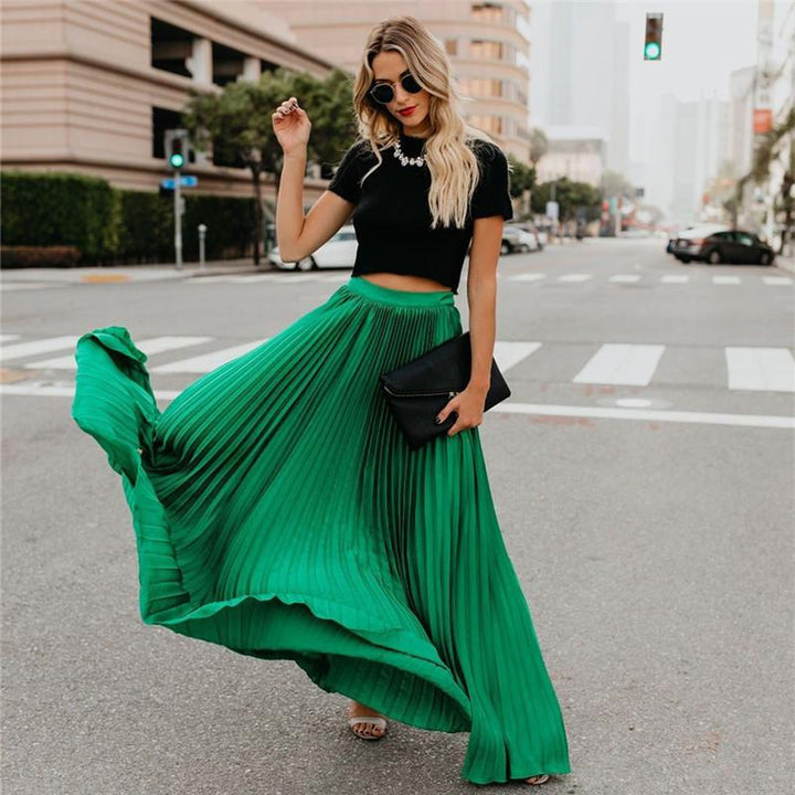 Levoire | robe longue unie plissée VERT