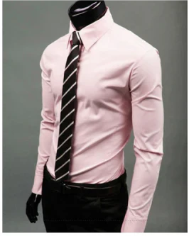 Levoire | Manches Longues Slim Fit Chemise À Boutons Chemises Pour Hommes Rosa