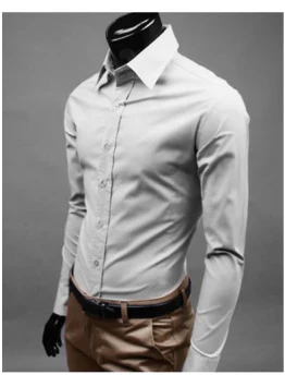 Levoire | Manches Longues Slim Fit Chemise À Boutons Chemises Pour Hommes Gris