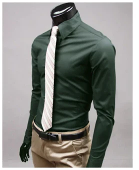 Levoire | Manches Longues Slim Fit Chemise À Boutons Chemises Pour Hommes Émeraude