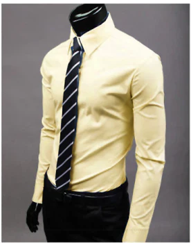 Levoire | Manches Longues Slim Fit Chemise À Boutons Chemises Pour Hommes Jaune