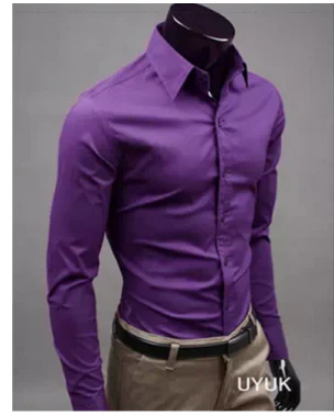 Levoire | Manches Longues Slim Fit Chemise À Boutons Chemises Pour Hommes Violet